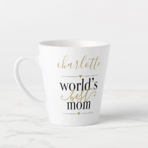 Personalisierte Weltbeste Mama Schwarz und Gold Milchtasse