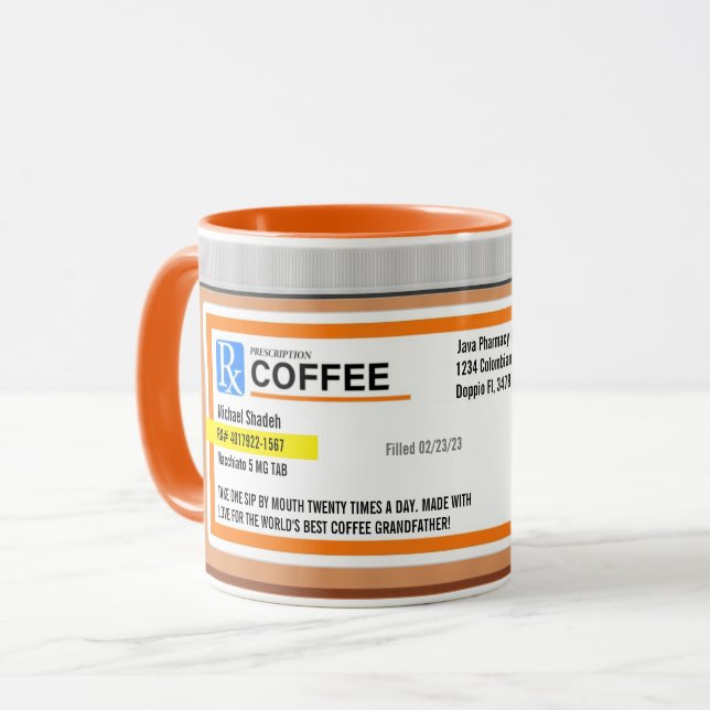 Personalisierte Weltbesten Großvatervorschrift Tasse (Vorderseite Links)