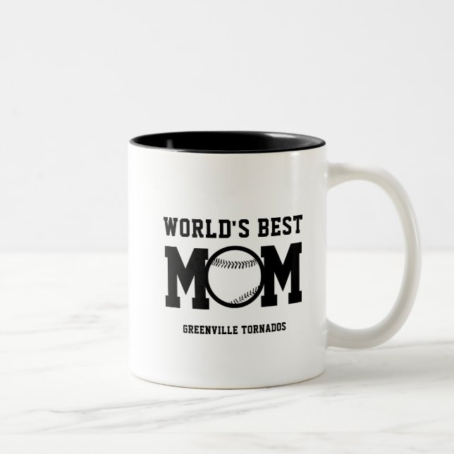 Personalisierte Welten Best Mama Baseball Team Mam Zweifarbige Tasse (Rechts)
