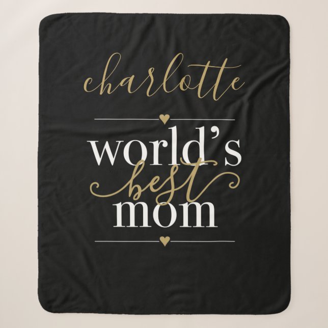 Personalisierte Welten beste Mama Schwarz und Gold Sherpadecke (Vorderseite)