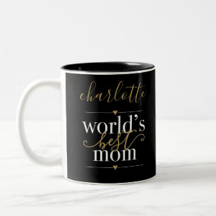 Personalisierte Welten beste Mama Schwarz und Gold Zweifarbige Tasse