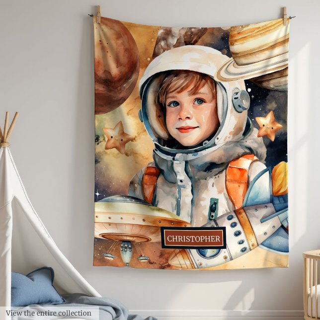 Personalisierte Weltraumdecke mit Astronaut für Ju Fleecedecke (Personalized Space Blanket with Astronaut for Boys

)