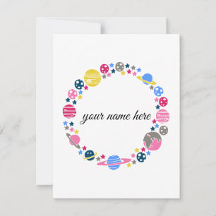Personalisierte Weltraumnotecards für Mädchen Mitteilungskarte