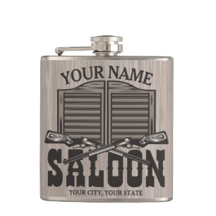 Personalisierte Western-Gewehrwaffen Old Saloon Ba Flachmann