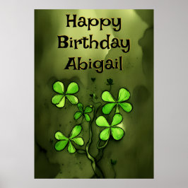 Personalisierte Whimsical Clovers Happy Birthday Poster