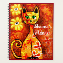 Personalisierte Whimsical Retro Kitty Cat Orange R