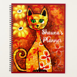 Personalisierte Whimsical Retro Kitty Cat Orange R Planer