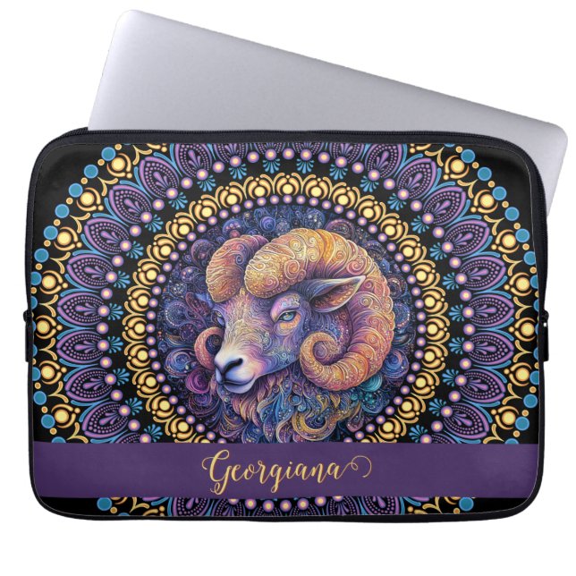 Personalisierte Whimsikanzüge Zodiac Dot Mandala Laptopschutzhülle (Vorderseite)