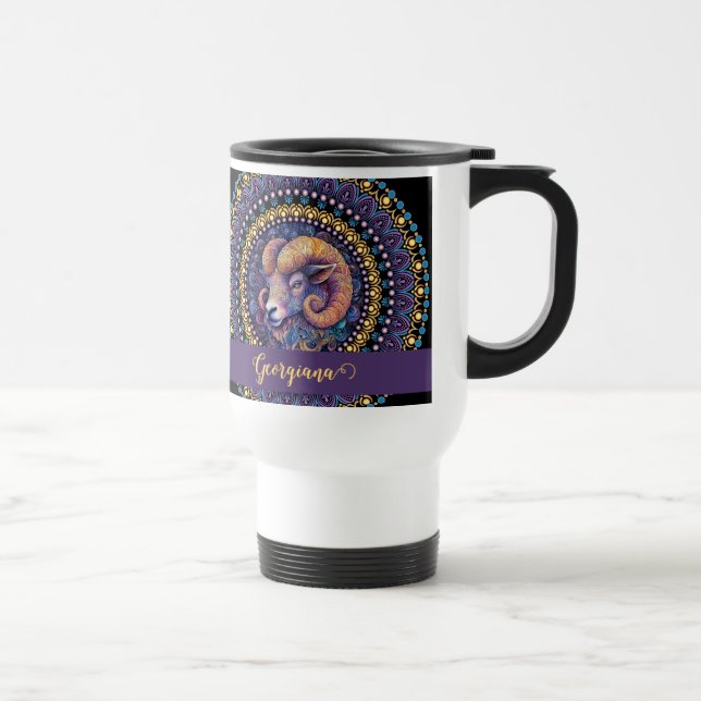 Personalisierte Whimsikanzüge Zodiac Dot Mandala Reisebecher (Rechts)