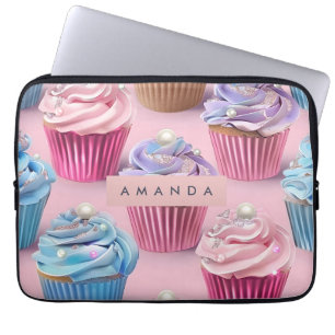 Personalisierte Whimsische Pastell-Cupcake-Träume Laptopschutzhülle