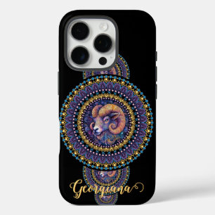 Personalisierte Whimsischer Aries Ornamental Manda iPhone 16 Pro Hülle