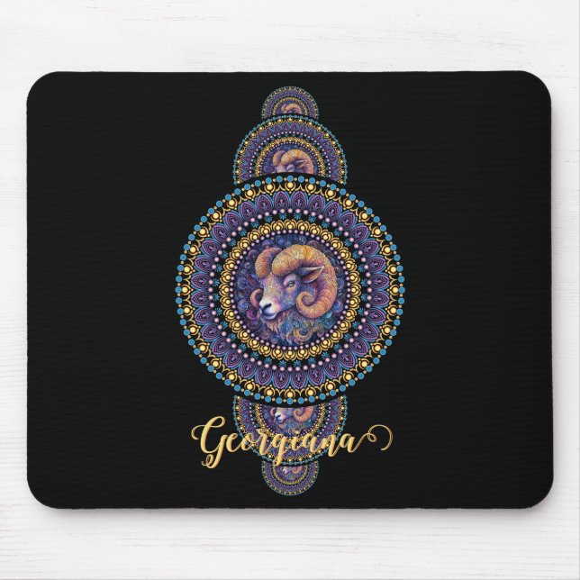 Personalisierte Whimsischer Aries Ornamental Manda Mousepad (Vorne)