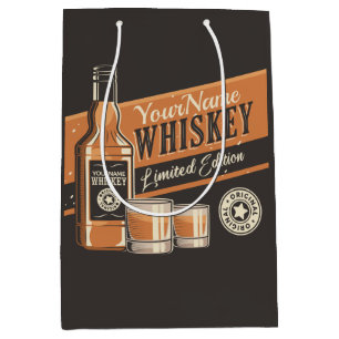 Personalisierte Whiskey-Flaschenbar Western Bar  Mittlere Geschenktüte