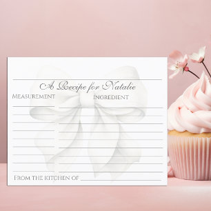 Personalisierte White Bow Brautparty Rezept Karte