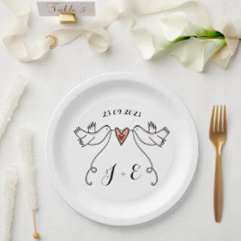 Personalisierte White Doves Wedelfood Paper Plate Pappteller