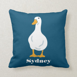 Personalisierte White Duck Illustration mit Federn Kissen
