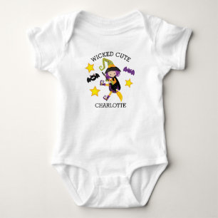 Personalisierte Wicked Cute Halloween-Hexe Baby Strampler