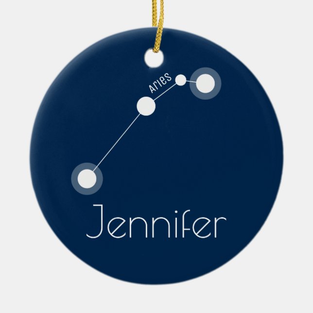 Personalisierte Widder-Konstellations-Verzierung Keramik Ornament (Vorne)