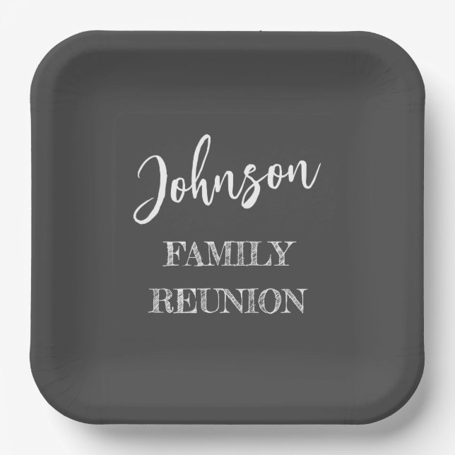 Personalisierte Wiedersehen Charcoal Gray Pappteller (Vorderseite)