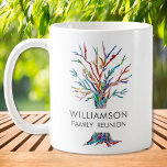 Personalisierte Wiedersehen Coffee Tasse<br><div class="desc">Diese stilvolle Family Wiedersehen Tasse verfügt über einen bunten Mosaikbaum. Einfach mit Ihrem Familiennamen anpassbar. Weil wir unsere eigenen Kunstwerke erstellen, werden Sie dieses exakte Bild von anderen Designern nicht finden. Verwenden Sie die Option Weitere anpassen, um die Textgröße, den Stil oder die Farbe zu ändern, wenn Sie möchten. Original...</div>