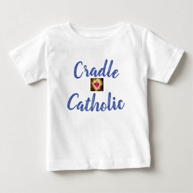 Personalisierte Wiege katholisch Baby T-shirt (Vorderseite)