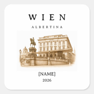 Personalisierte Wien Albertina | Name & Jahr Quadratischer Aufkleber