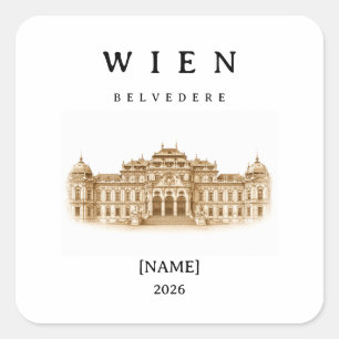 Personalisierte Wien Belvedere Name & Jahr Quadratischer Aufkleber