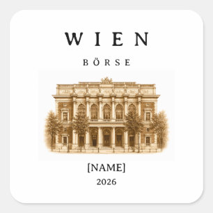 Personalisierte Wien Börse Name & Jahr Quadratischer Aufkleber