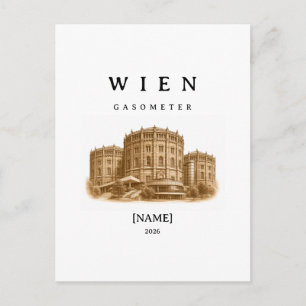 Personalisierte Wien Gasometer Name & Jahr Postkarte