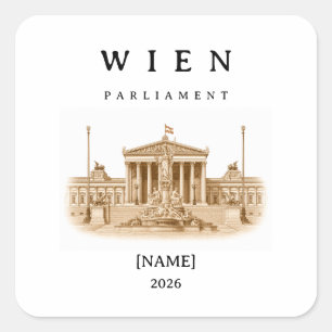 Personalisierte Wien Parlament Name & Jahr Quadratischer Aufkleber