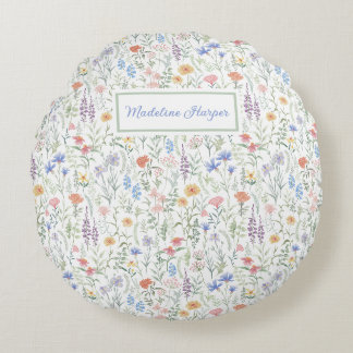 Personalisierte Wiese mit Wildblumen-Coquette Rundes Kissen