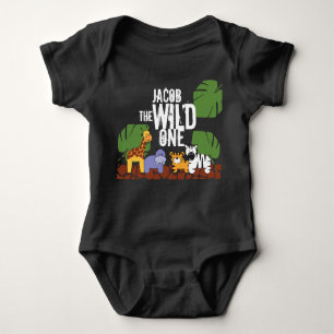Personalisierte WILD ONE Blue Safari 1. Geburtstag Baby Strampler