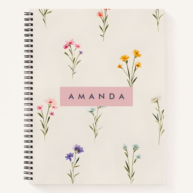 Personalisierte Wildblume Gartendesign Notizbuch (Vorderseite)
