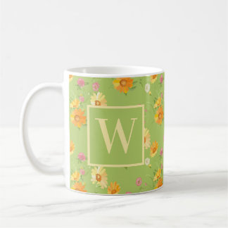 Personalisierte Wildblume Grünblüte Mit Monogramm Kaffeetasse