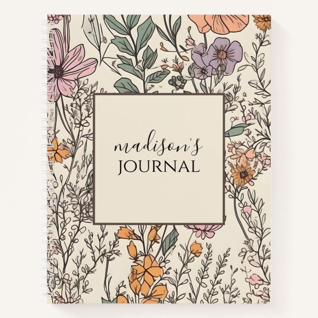 Personalisierte Wildblume-Journal-Notebook Notizbuch (Vorderseite)