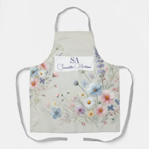 Personalisierte Wildblume Küche Schürze mit Initia