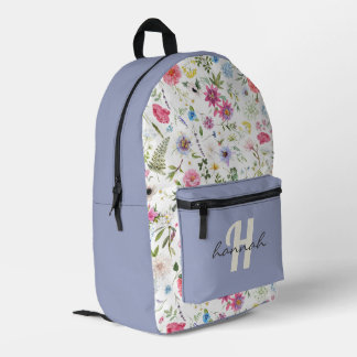 Personalisierte Wildblume Lila Monogramm Bedruckter Rucksack