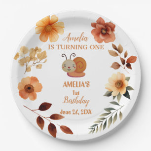 Personalisierte Wildblume Mädchen 1. Geburtstag Pappteller