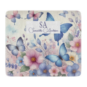 Personalisierte Wildblume mit Monogramm und Name Schneidebrett