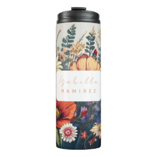 Personalisierte Wildblume mit Name Thermosbecher