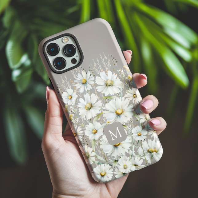 Personalisierte Wildblume Muster auf Beige Case-Mate iPhone Hülle (Wildflowers Monogrammed Phone Case Beige)