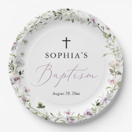 Personalisierte Wildblume Taufe Papier Teller