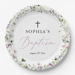 Personalisierte Wildblume Taufe Papier Teller