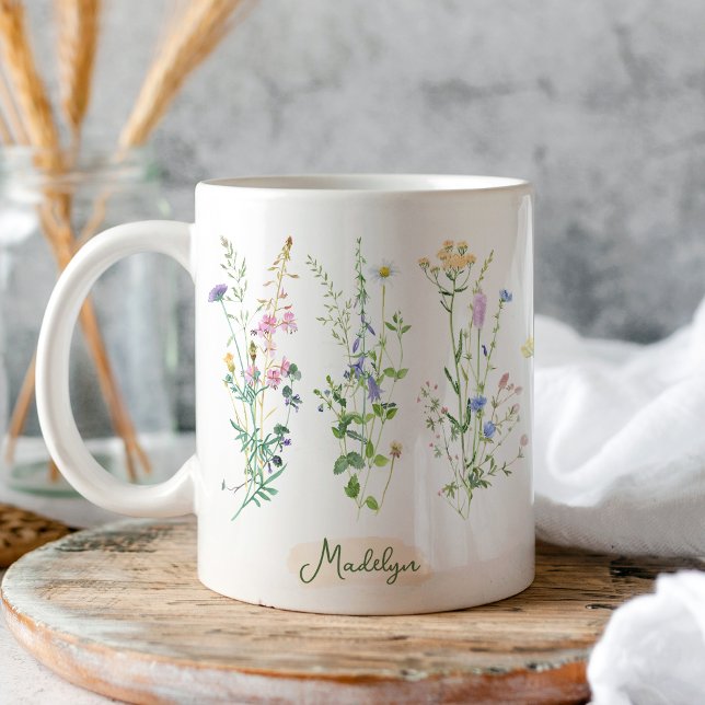 Personalisierte Wildblumen Blumenfarbe Kaffeetasse (Von Creator hochgeladen)