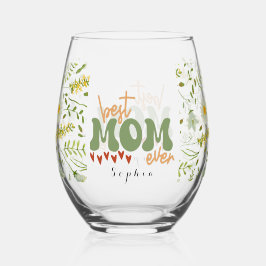 Personalisierte Wildblumen Mama am besten jeden Ta Weinglas Ohne Stiel