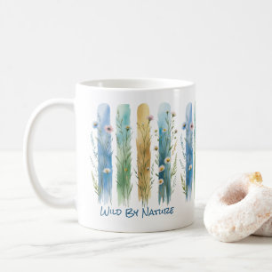 Personalisierte Wildblumen-Pinselstrich Blau Grün  Kaffeetasse