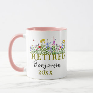 Personalisierte Wildblumen-Ruhestand, Florale Rent Tasse
