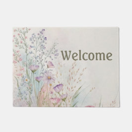 Personalisierte Wildblumen Watercolor Willkommen Fußmatte