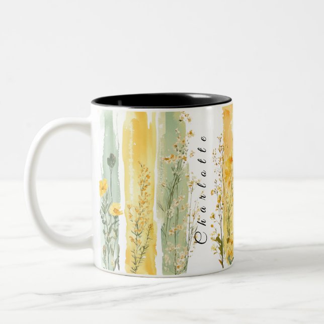 personalisierte Wildblütenmuschel 4 Zweifarbige Tasse (Links)