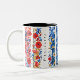 personalisierte Wildblütenschmuck Zweifarbige Tasse